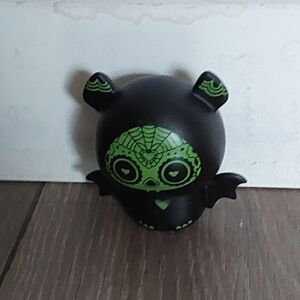 Skelanimals Black Vinyl Bat Figurine with Neon Green Sugar Skull Face